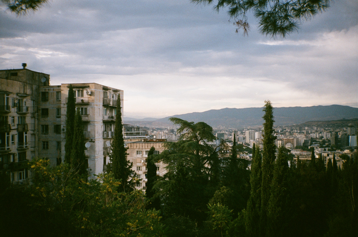 view of apartment buildings and trees in tbilisi georgia
