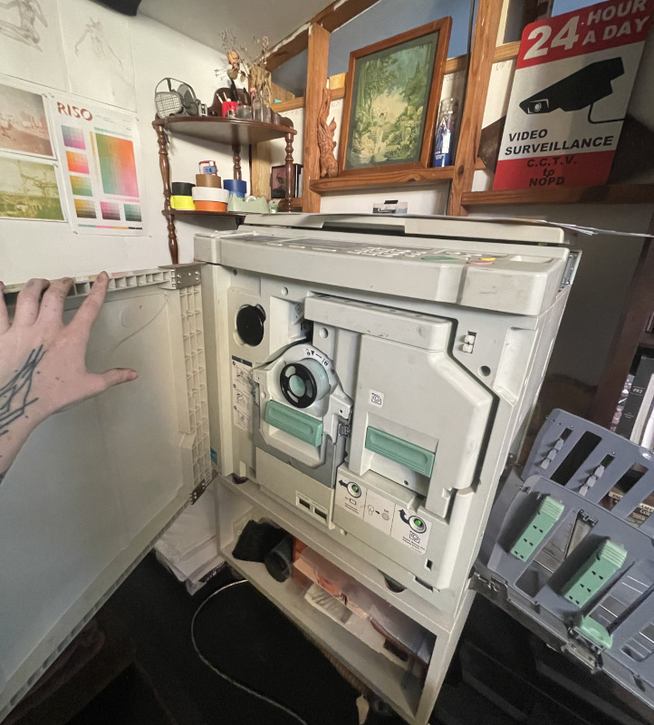 my riso printer with the door opened