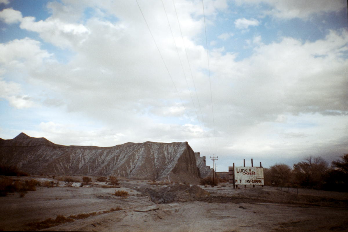 sign for a now-demolished motel called luna oasis