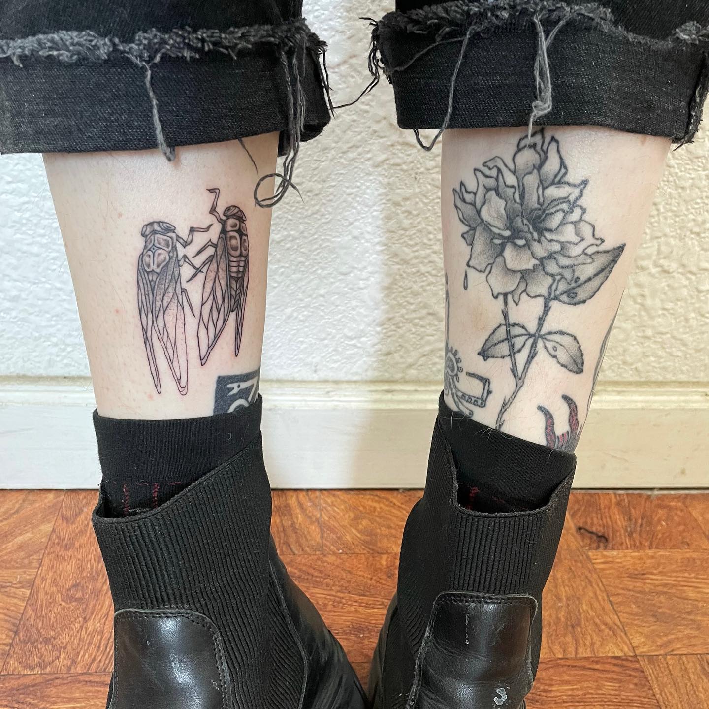 tattoo of cicadas and a rose