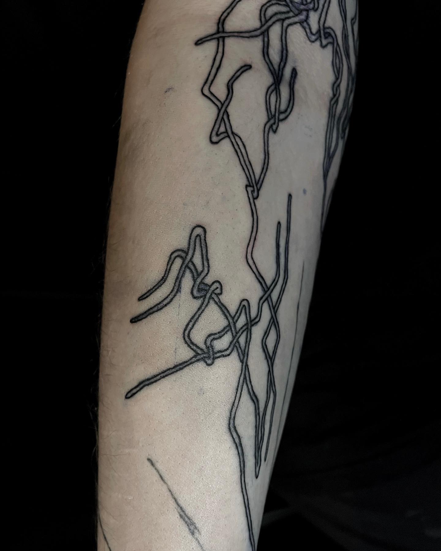 tattoo of wires on an arm